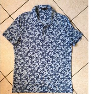 G/FORE Mens Camo Skull Golf Polo Shirt Blue Lago Mar Country Club Large L